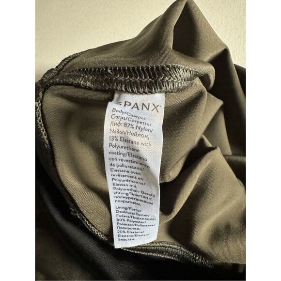 SPANX FAUX LEATHER CAMO LEGGINGS PANTS MATTE OLIVE GREEN SIZE S - Picture 7 of 8